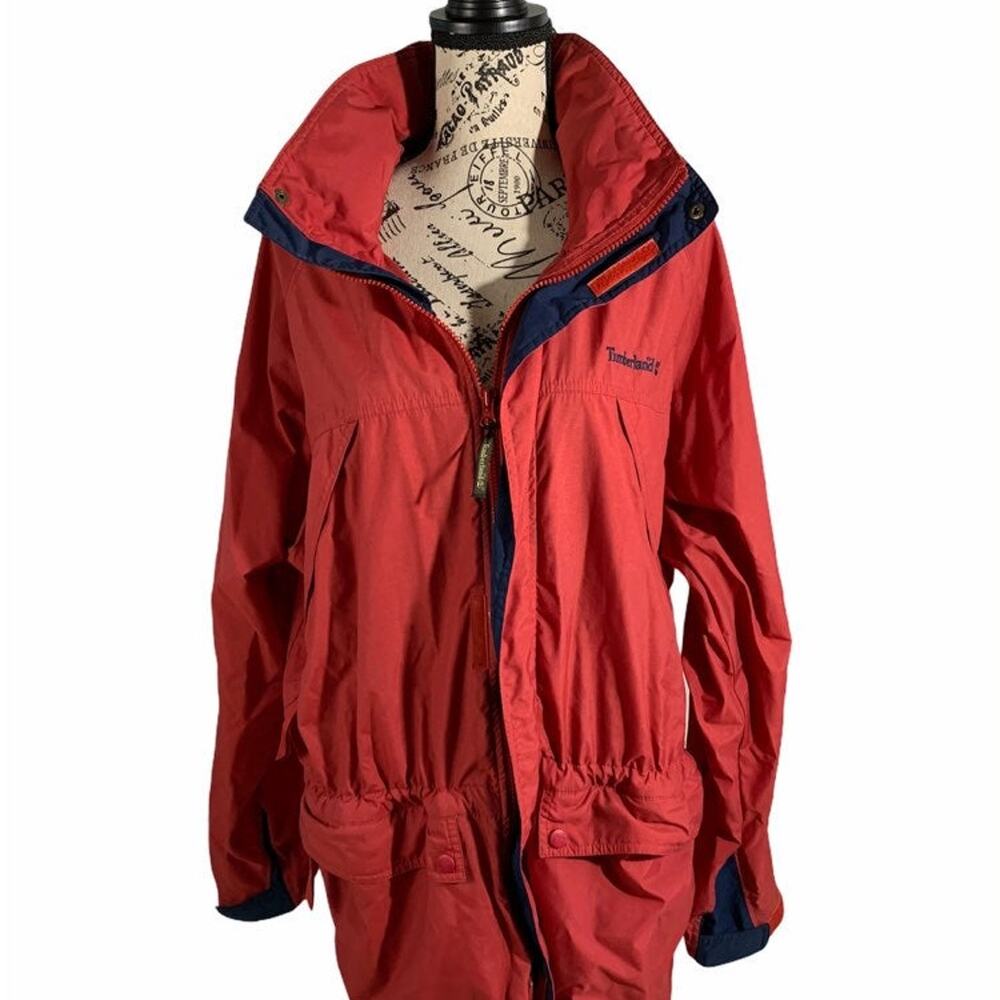 Timberland Men's Sz Medium Weathergear Windbreaker jacket Hood Zip Front Pockets